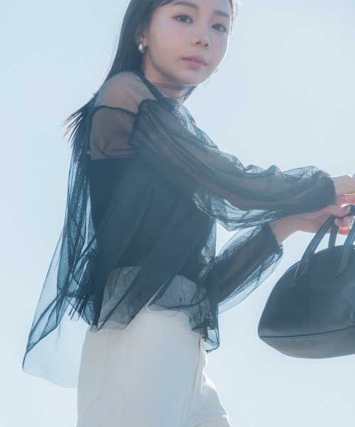 小さいサイズ チュールシアートップス 低身長さん・小柄女性（T