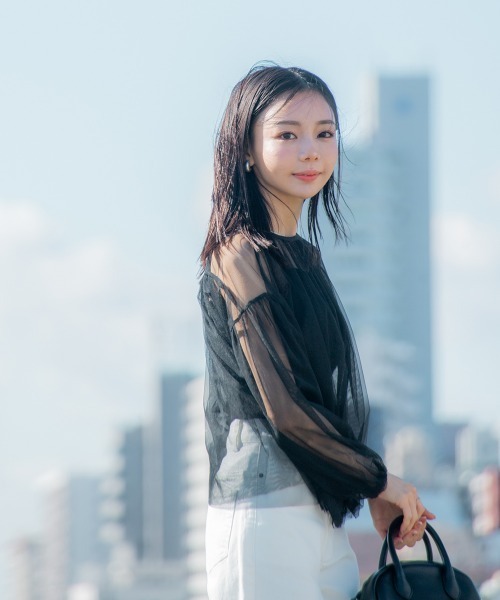 Petitjo（プッチージョ）の「小さいサイズ　チュールシアートップス　低身長さん・小柄女性（Tシャツ/カットソー・レディース・ブラック・PS/PM）」の11枚目の写真