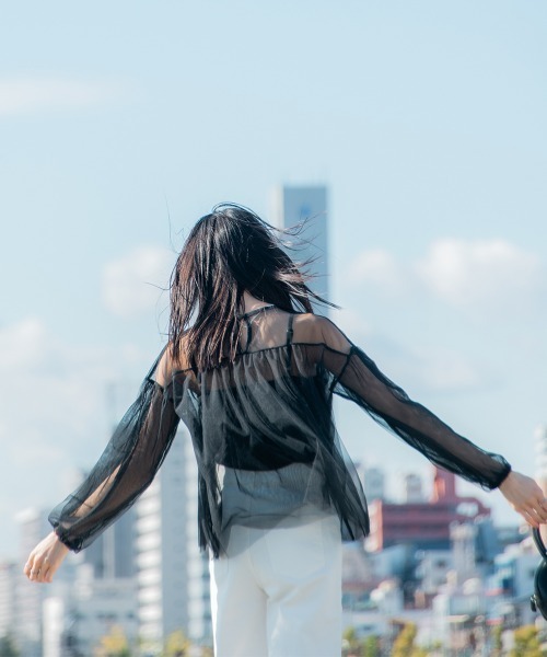 Petitjo（プッチージョ）の「小さいサイズ　チュールシアートップス　低身長さん・小柄女性（Tシャツ/カットソー・レディース・ブラック・PS/PM）」の12枚目の写真