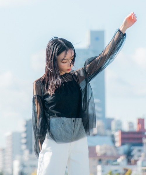 Petitjo（プッチージョ）の「小さいサイズ　チュールシアートップス　低身長さん・小柄女性（Tシャツ/カットソー・レディース・ブラック・PS/PM）」の13枚目の写真