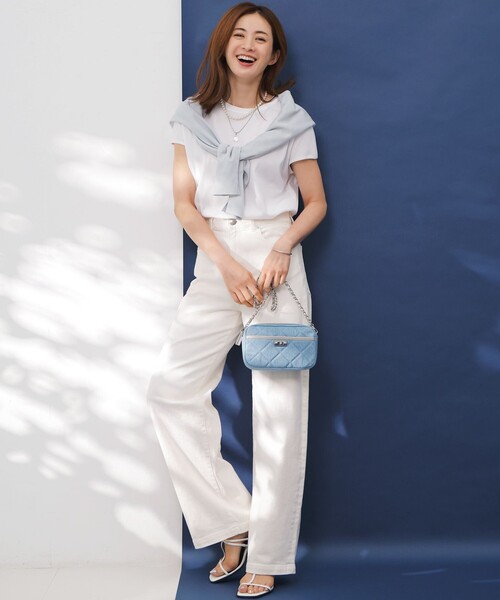 23区(ニジュウサンク)の「【汗じみ防止/速乾性】フレンチスリーブ IT Tシャツ(Tシャツ/カットソー・レディース・ホワイト系/ダークブラウン系/ベージュ系/スカイブルー系/ライトオレンジ系・38)」の6枚目の写真