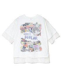 ScoLar/スカラー　ヒストリー柄 チュール重ねTEE