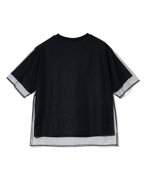 ScoLar（スカラー）の「ScoLar/スカラー　ヒストリー柄 チュール重ねTEE（Tシャツ/カットソー・レディース・ホワイト/ブラック・FREE）」の4枚目の写真