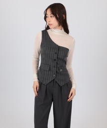 SUWDEE（スーディー）の「one shoulder stripe button bustier（ベスト）」