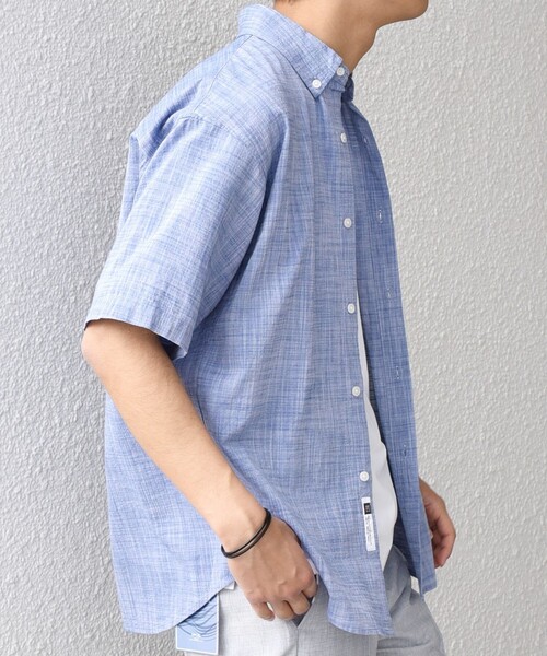 SHIPS any(シップス エニィ)の「SHIPS any: BEZ TEXTILE マルチカラー ストライプ/ソリッド ボタンダウン ショートスリーブ シャツ◇(シャツ/ブラウス・メンズ・ピンク/グリーン/ホワイト/ブルー・X-LARGE/LARGE/MEDIUM/SMALL)」の3枚目の写真