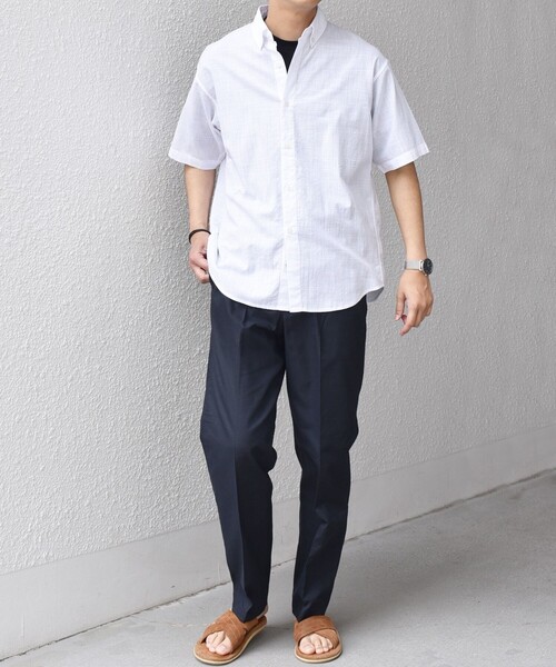 SHIPS any(シップス エニィ)の「SHIPS any: BEZ TEXTILE マルチカラー ストライプ/ソリッド ボタンダウン ショートスリーブ シャツ◇(シャツ/ブラウス・メンズ・ピンク/グリーン/ホワイト/ブルー・X-LARGE/LARGE/MEDIUM/SMALL)」の5枚目の写真