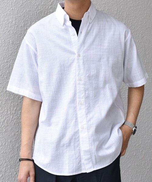 SHIPS any(シップス エニィ)の「SHIPS any: BEZ TEXTILE マルチカラー ストライプ/ソリッド ボタンダウン ショートスリーブ シャツ◇(シャツ/ブラウス・メンズ・ピンク/グリーン/ホワイト/ブルー・X-LARGE/LARGE/MEDIUM/SMALL)」の7枚目の写真