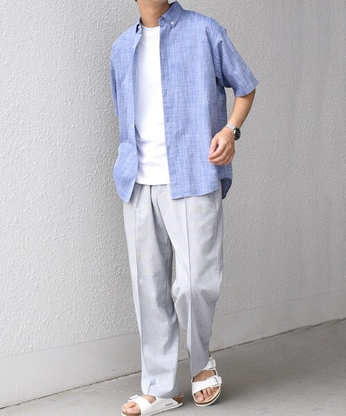 SHIPS any(シップス エニィ)の「SHIPS any: BEZ TEXTILE マルチカラー ストライプ/ソリッド ボタンダウン ショートスリーブ シャツ◇(シャツ/ブラウス・メンズ・ピンク/グリーン/ホワイト/ブルー・X-LARGE/LARGE/MEDIUM/SMALL)」の20枚目の写真