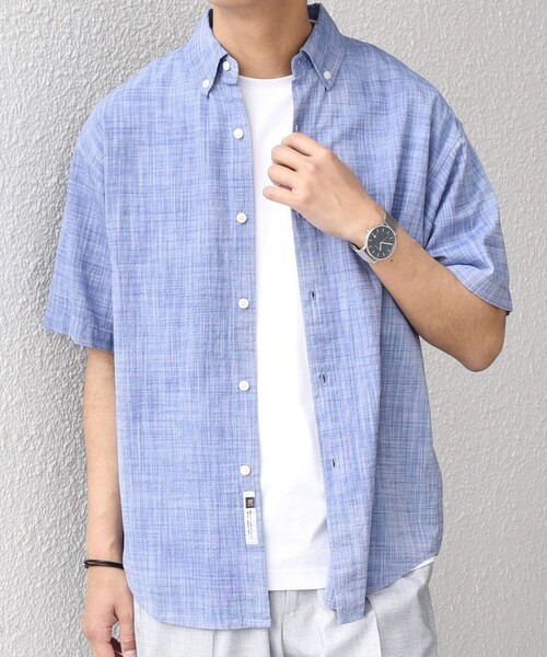 SHIPS any(シップス エニィ)の「SHIPS any: BEZ TEXTILE マルチカラー ストライプ/ソリッド ボタンダウン ショートスリーブ シャツ◇(シャツ/ブラウス・メンズ・ピンク/グリーン/ホワイト/ブルー・X-LARGE/LARGE/MEDIUM/SMALL)」の22枚目の写真