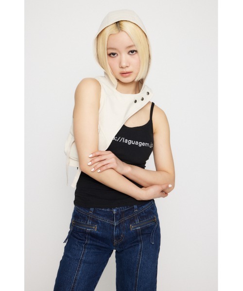 LAGUA GEM(ラグアジェム)の「HOODIE DESIGN ベスト(ベスト・レディース・ブラウン/オフホワイト・FREE)」の13枚目の写真