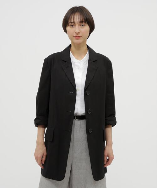 MARGARET HOWELL(マーガレットハウエル)の「WASHED COTTON POPLIN JACKET(テーラードジャケット・レディース・ブラック/ホワイト系その他3・1/2)」の2枚目の写真