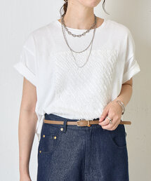 Jena espace merveilleux（ジェナ　エスパスメルヴェイユ）の「カットジャガードパネルカットソー（Tシャツ/カットソー）」