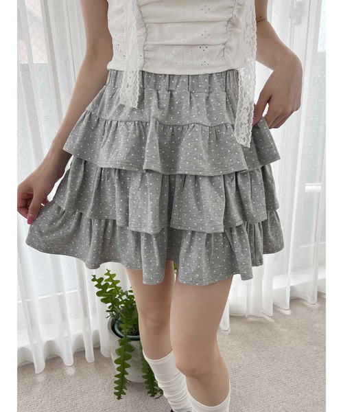PHILLY(フィリー)の「ドットティアードミニスカート(スカート・レディース・グレー/ブラック/ホワイト・FREE)」の1枚目の写真