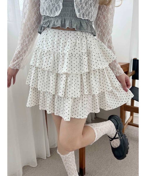 PHILLY(フィリー)の「ドットティアードミニスカート(スカート・レディース・グレー/ブラック/ホワイト・FREE)」の2枚目の写真
