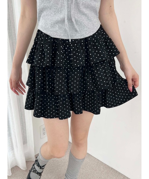 PHILLY(フィリー)の「ドットティアードミニスカート(スカート・レディース・グレー/ブラック/ホワイト・FREE)」の3枚目の写真