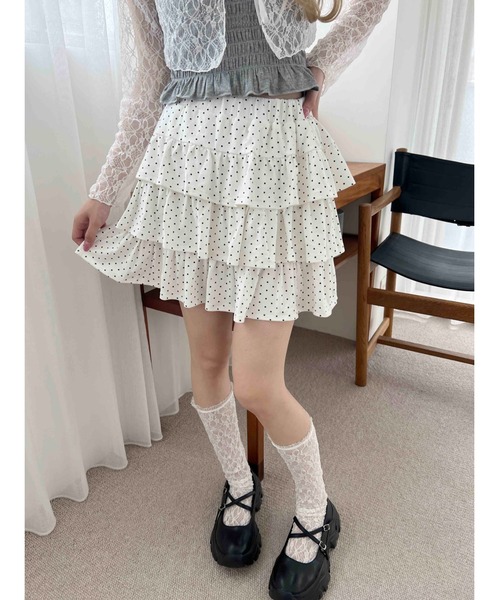 PHILLY(フィリー)の「ドットティアードミニスカート(スカート・レディース・グレー/ブラック/ホワイト・FREE)」の9枚目の写真