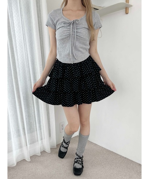 PHILLY(フィリー)の「ドットティアードミニスカート(スカート・レディース・グレー/ブラック/ホワイト・FREE)」の14枚目の写真