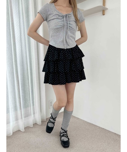 PHILLY(フィリー)の「ドットティアードミニスカート(スカート・レディース・グレー/ブラック/ホワイト・FREE)」の15枚目の写真