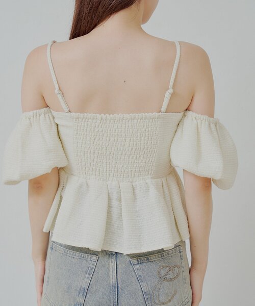 Chico（チコ）の「【5色展開/マルチway】ツイードオフショルペプラム