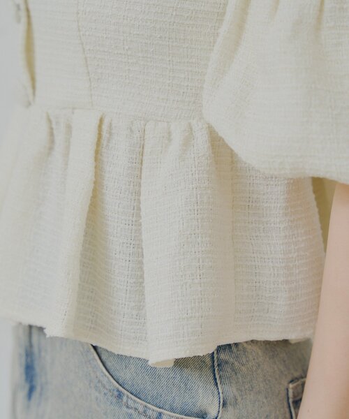 Chico（チコ）の「【5色展開/マルチway】ツイードオフショルペプラム