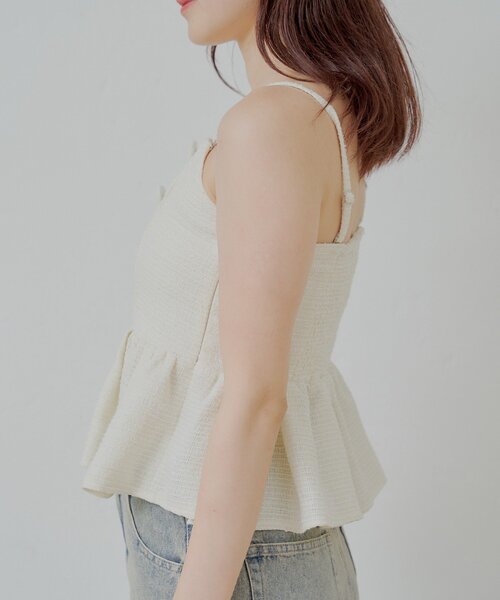 Chico（チコ）の「【5色展開/マルチway】ツイードオフショルペプラムブラウス（シャツ/ブラウス・レディース・ホワイト/ブラック/ピンク/ホワイト系その他/ブルー・FREE）」の17枚目の写真