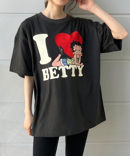 Betty Boop　Tシャツ　エンジェル　ハート　コピーライト　両面プリント Betty Boop - Betty Boop Tシャツ エンジェル ハート コピー