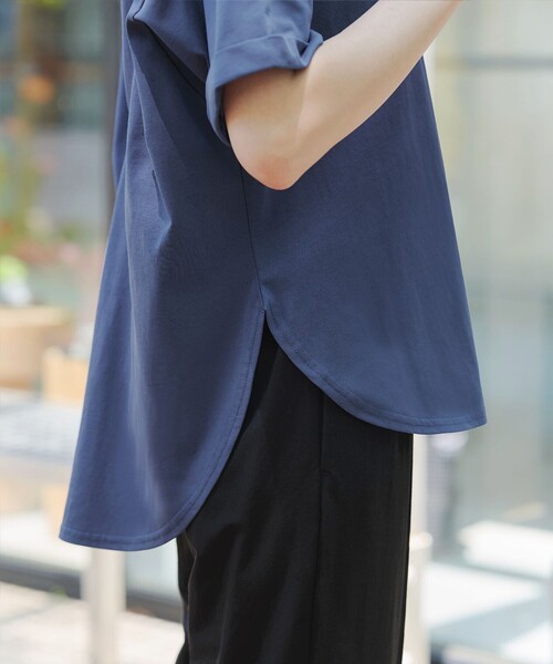 tシャツ シルケットバックシャン5分丈プルオーバー レディース TIGORA ティゴラ レディース 半袖 Tシャツ シルケットオーバー