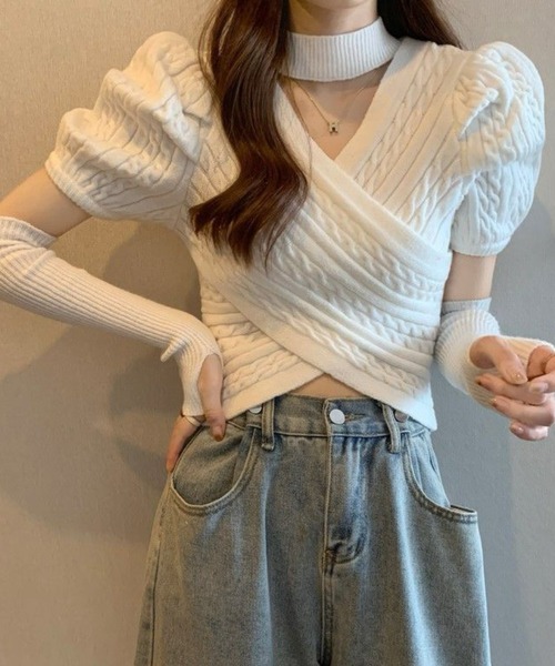 トップス momori シアーニット COOGI風 トップス レディース 送料無料・再販