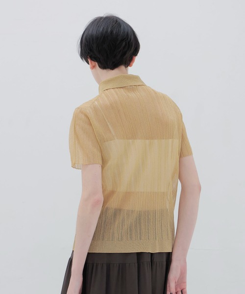 DRESSLAVE(ドレスレイブ)の「shiny sheer random rib POLO(シャイニーシアーランダムリブポロ)(ポロシャツ・レディース・ゴールド・38)」の3枚目の写真