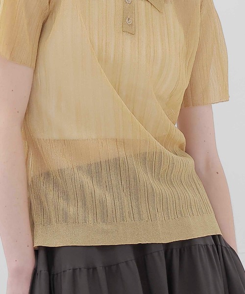 ポロシャツ ポロ shiny sheer random rib POLO(シャイニーシアーランダムリブポロ) レディース shiny sheer random rib POLO(シャイニーシアーランダムリブポロ