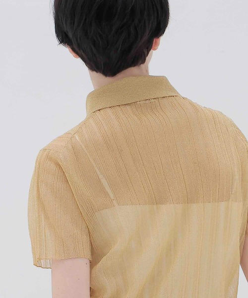 ポロシャツ ポロ shiny sheer random rib POLO(シャイニーシアーランダムリブポロ) レディース shiny sheer random rib POLO(シャイニーシアーランダムリブポロ