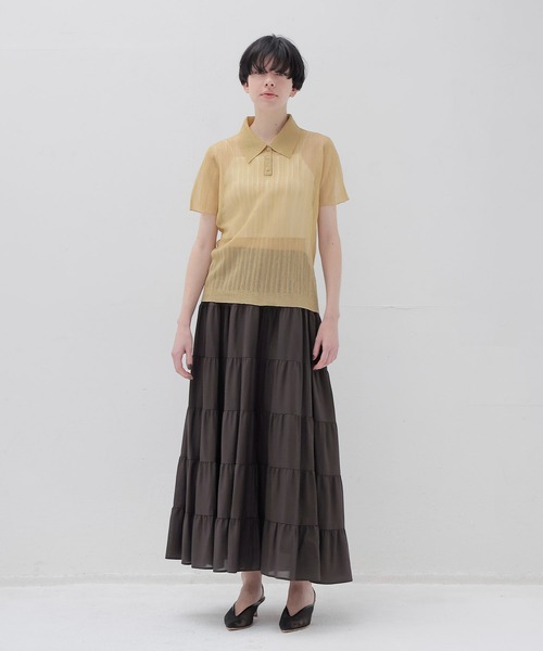 ポロシャツ ポロ shiny sheer random rib POLO(シャイニーシアーランダムリブポロ) レディース shiny sheer random rib POLO(シャイニーシアーランダムリブポロ