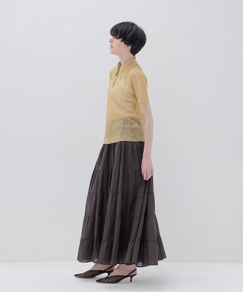 DRESSLAVE(ドレスレイブ)の「shiny sheer random rib POLO(シャイニーシアーランダムリブポロ)(ポロシャツ・レディース・ゴールド・38)」の8枚目の写真
