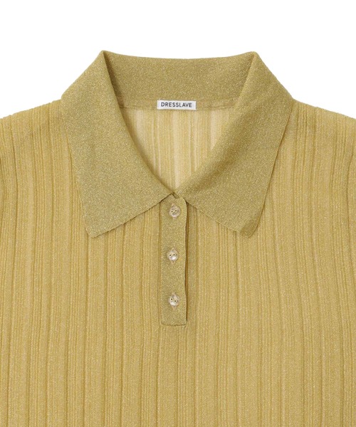 ポロシャツ ポロ shiny sheer random rib POLO(シャイニーシアーランダムリブポロ) レディース shiny sheer random rib POLO(シャイニーシアーランダムリブポロ