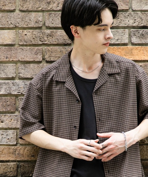 SENSE OF PLACE by URBAN RESEARCH(センスオブプレイスバイアーバンリサーチ)の「グレンチェックオープンカラーショートスリーブシャツ(シャツ/ブラウス・メンズ・オレンジ/グリーン/ブラック・MEDIUM/LARGE)」の6枚目の写真