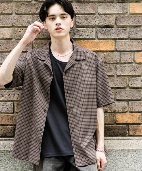 SENSE OF PLACE by URBAN RESEARCH(センスオブプレイスバイアーバンリサーチ)の「グレンチェックオープンカラーショートスリーブシャツ(シャツ/ブラウス・メンズ・オレンジ/グリーン/ブラック・MEDIUM/LARGE)」の7枚目の写真