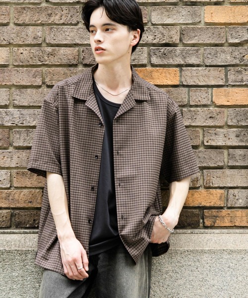 SENSE OF PLACE by URBAN RESEARCH(センスオブプレイスバイアーバンリサーチ)の「グレンチェックオープンカラーショートスリーブシャツ(シャツ/ブラウス・メンズ・オレンジ/グリーン/ブラック・MEDIUM/LARGE)」の8枚目の写真