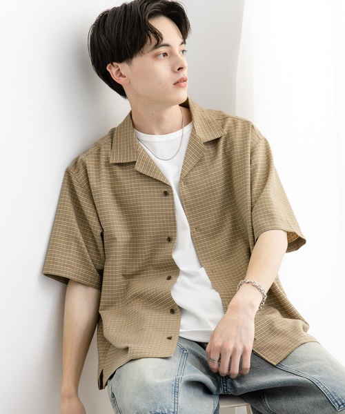 SENSE OF PLACE by URBAN RESEARCH(センスオブプレイスバイアーバンリサーチ)の「グレンチェックオープンカラーショートスリーブシャツ(シャツ/ブラウス・メンズ・オレンジ/グリーン/ブラック・MEDIUM/LARGE)」の16枚目の写真