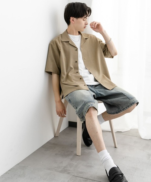 SENSE OF PLACE by URBAN RESEARCH(センスオブプレイスバイアーバンリサーチ)の「グレンチェックオープンカラーショートスリーブシャツ(シャツ/ブラウス・メンズ・オレンジ/グリーン/ブラック・MEDIUM/LARGE)」の18枚目の写真