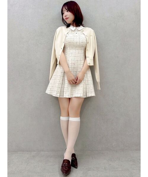 dazzlin（ダズリン）の「シャツカラーツイードミニワンピース（ワンピース・レディース・アイボリー/キャメル/チャコールグレー・SMALL/MEDIUM）」の7枚目の写真