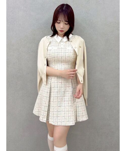 dazzlin（ダズリン）の「シャツカラーツイードミニワンピース（ワンピース・レディース・アイボリー/キャメル/チャコールグレー・SMALL/MEDIUM）」の8枚目の写真