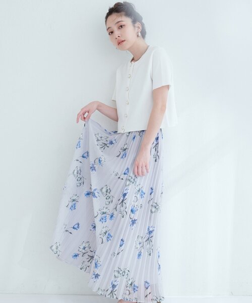 natural couture（ナチュラルクチュール）の「オーソドックスフラワープリーツスカート（スカート・レディース・ドット/ネイビー/グリーン/グレイッシュベージュ・FREE）」の3枚目の写真