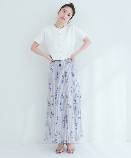 natural couture（ナチュラルクチュール）の「オーソドックスフラワープリーツスカート（スカート・レディース・ドット/ネイビー/グリーン/グレイッシュベージュ・FREE）」の8枚目の写真