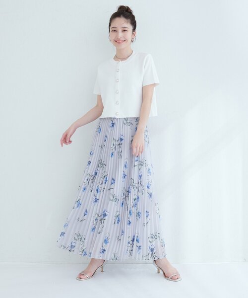 natural couture（ナチュラルクチュール）の「オーソドックスフラワープリーツスカート（スカート・レディース・ドット/ネイビー/グリーン/グレイッシュベージュ・FREE）」の9枚目の写真