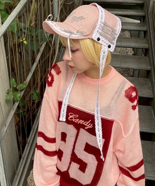 Candy Stripper（キャンディストリッパー）の「NUMBERING SHEER ニット（ニット/セーター・レディース・ピンク/オフホワイト/ブラック・FREE）」の12枚目の写真