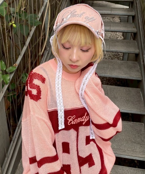 Candy Stripper（キャンディストリッパー）の「NUMBERING SHEER ニット（ニット/セーター・レディース・ピンク/オフホワイト/ブラック・FREE）」の11枚目の写真