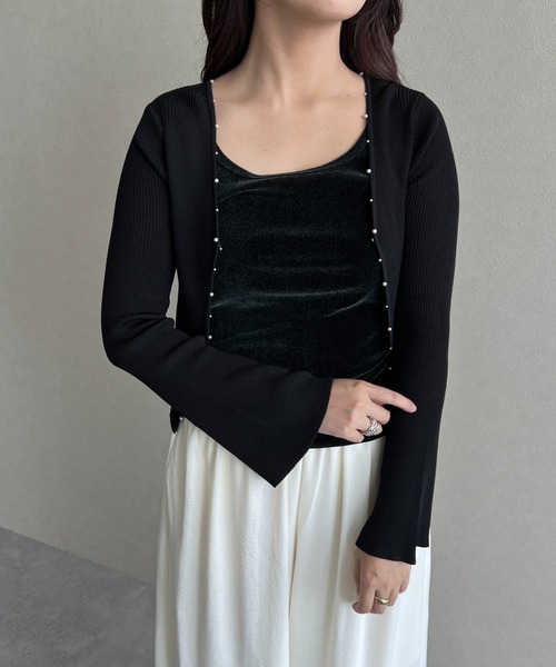 mysty woman(ミスティウーマン)の「プチパールショートカーディガン 587474(カーディガン/ボレロ・レディース・ブラック/ホワイト系その他・FREE)」の18枚目の写真