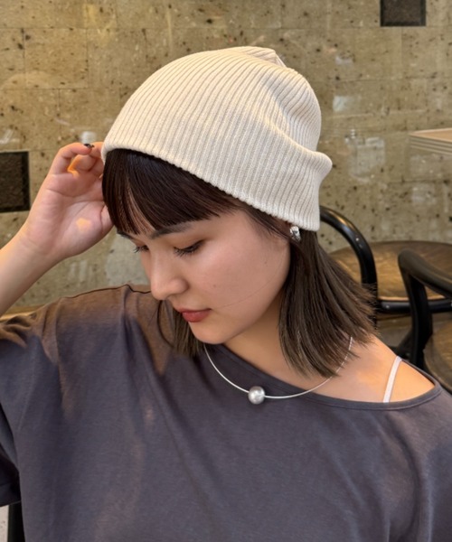 CIAOPANIC TYPY（チャオパニックティピー）の「【プチプラ】リブニットビーニー（ニットキャップ/ビーニー・レディース・オフホワイト/グレー/レッド/チャコールグレー/ブラック/ベージュ・ONE SIZE）」の2枚目の写真