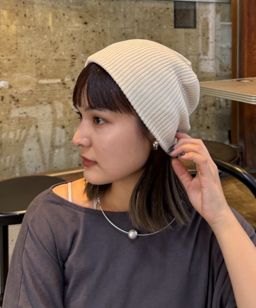 CIAOPANIC TYPY（チャオパニックティピー）の「【プチプラ】リブニットビーニー（ニットキャップ/ビーニー・レディース・オフホワイト/グレー/レッド/チャコールグレー/ブラック/ベージュ・ONE SIZE）」の7枚目の写真