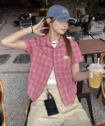 【 MEMECLE / メメクル 】チェック 半袖Tシャツ